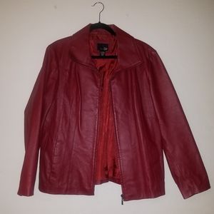 Women's XL Red Leather Jacket/Blazer! Vintage.
